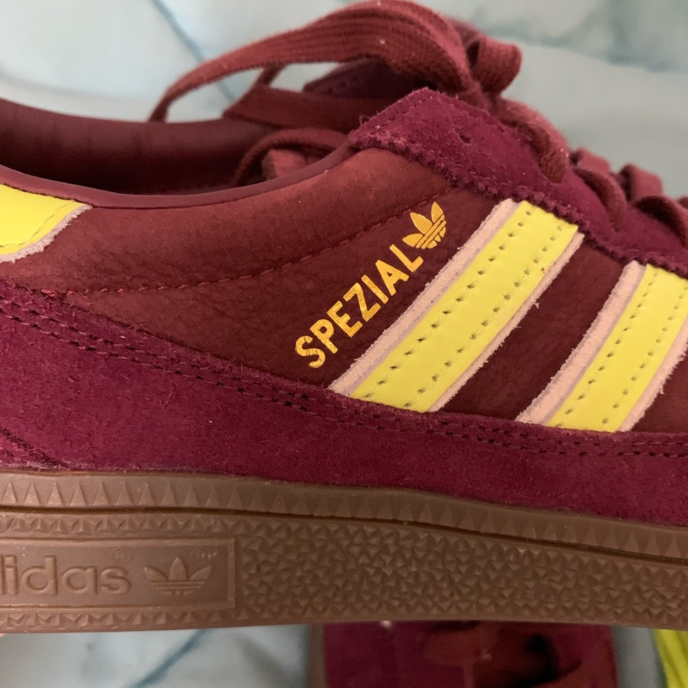 Adidas Maroon and Neon Yellow Spezial sneakers NWT - Picture 3 of 6